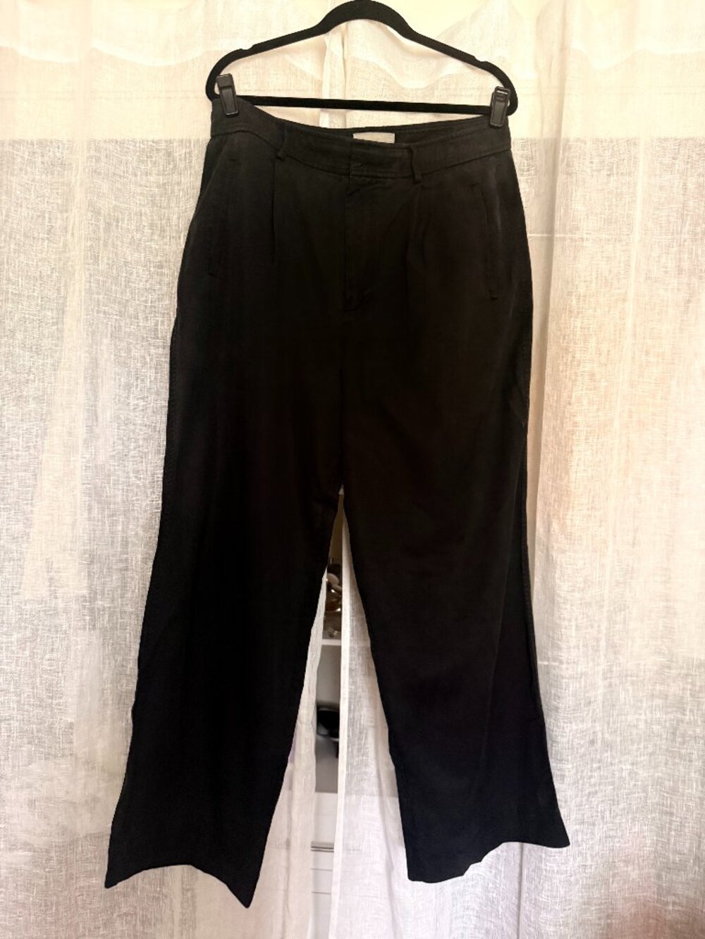 Everlane Black Wide-Leg Pleated Pants – Elevated Classic Trousers - Size 14